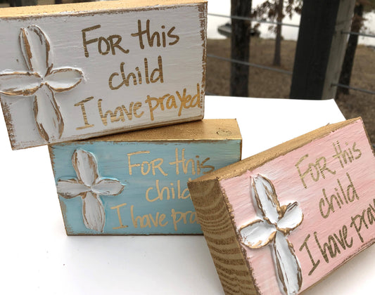 "For This Child" hand painted Nursery Baby Newborn Expecting: White