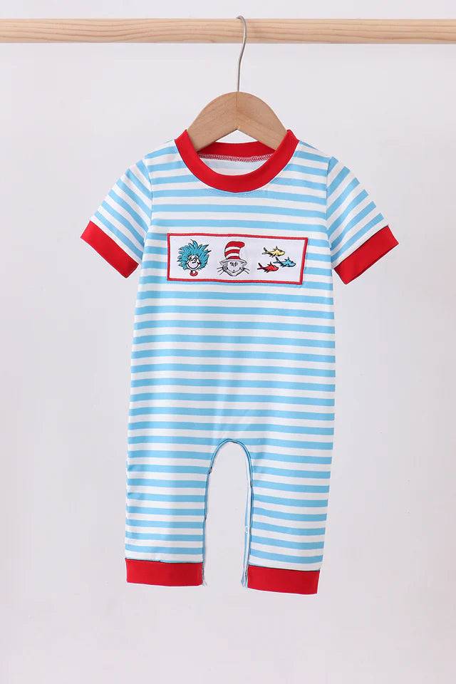 One Fish Two Fish Embroidery Stripe Romper