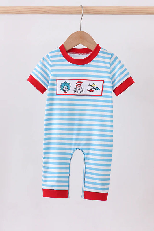 One Fish Two Fish Embroidery Stripe Romper