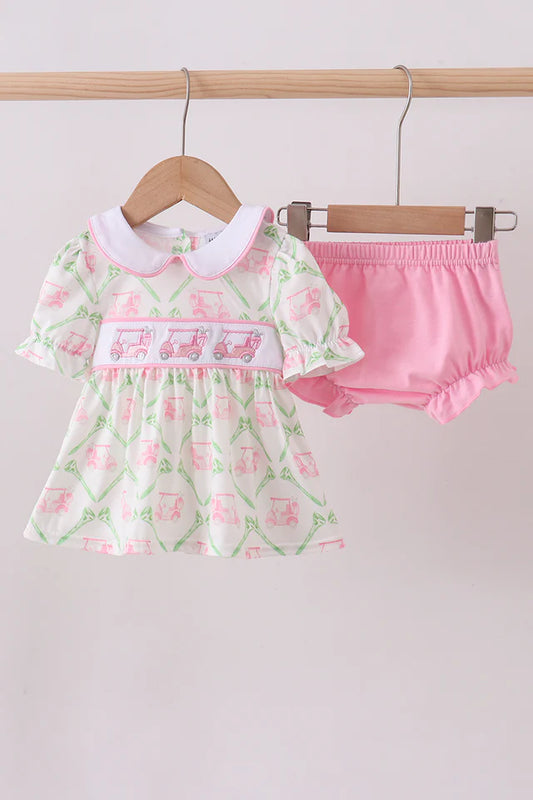 Green Golf Cart Embroidery Bloomer Set