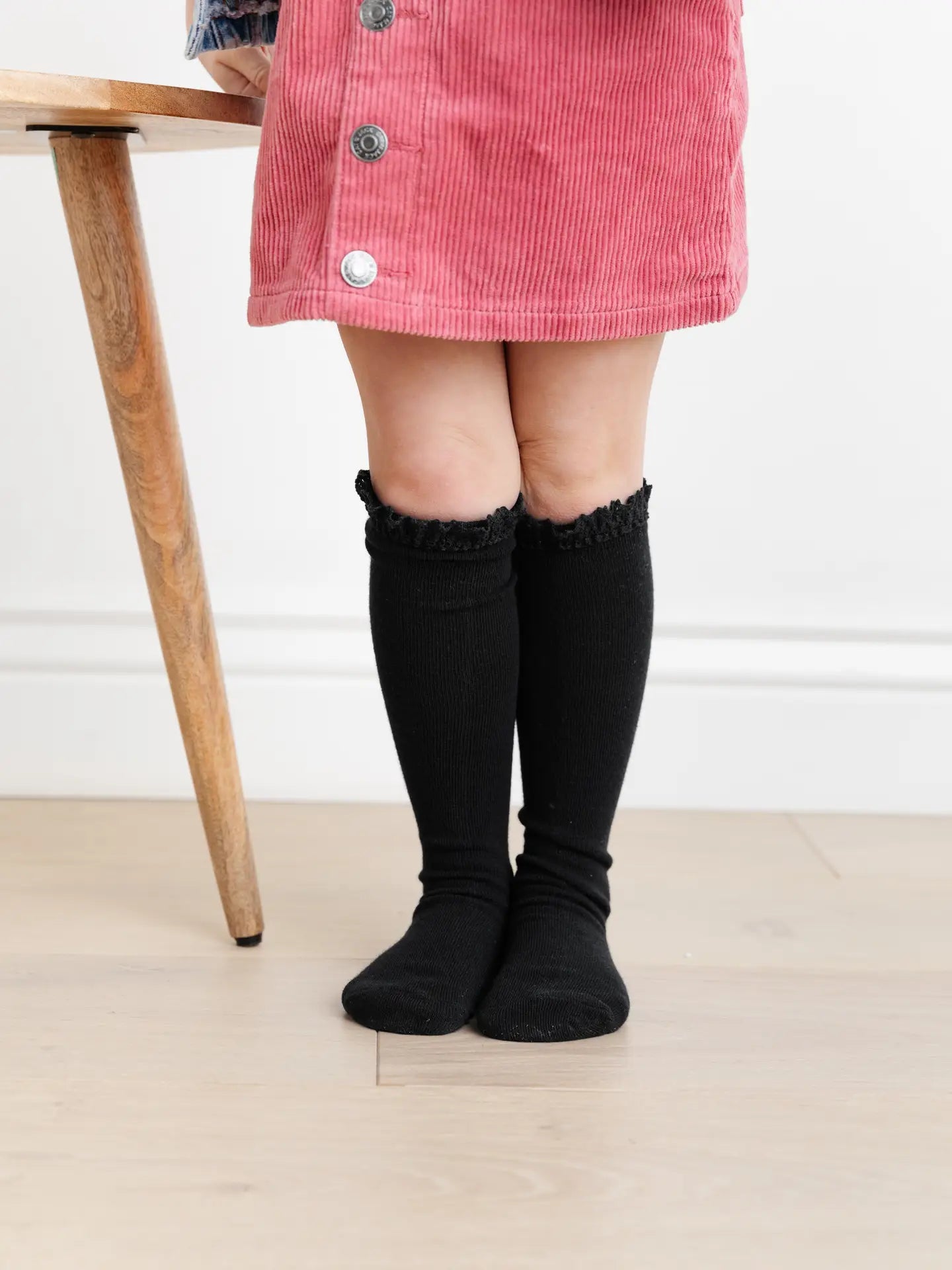 Black Lace Knee High Socks