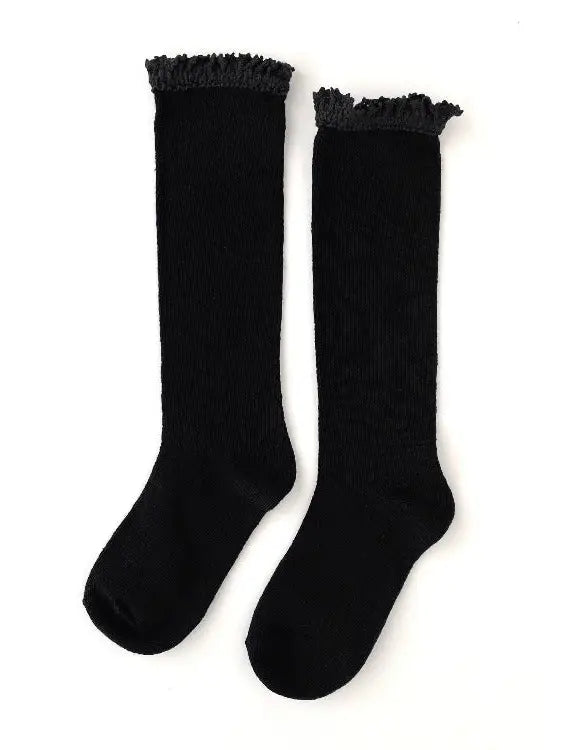 Black Lace Knee High Socks