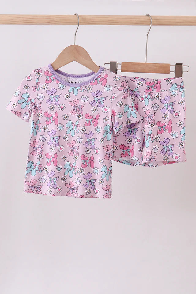 Purple Balloon Floral Bamboo PJ Set