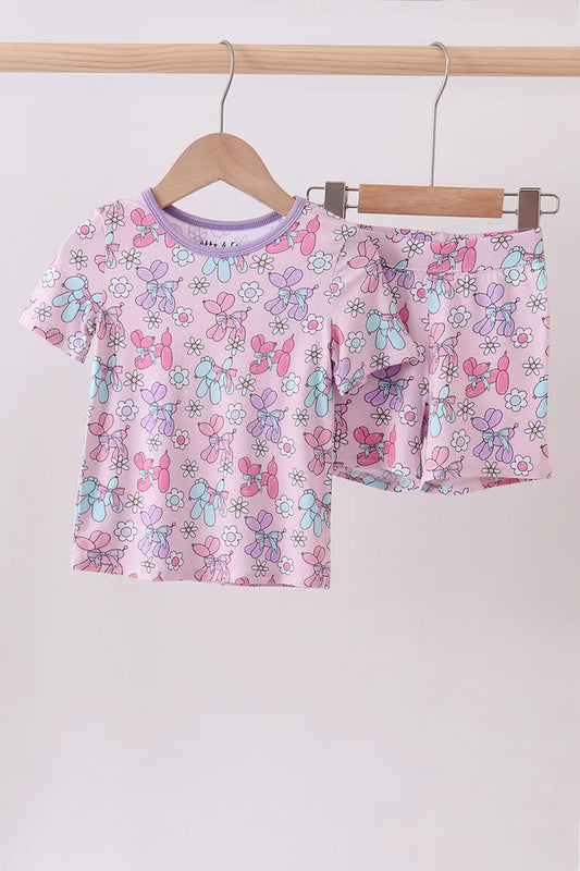 Purple Balloon Floral Bamboo PJ Set